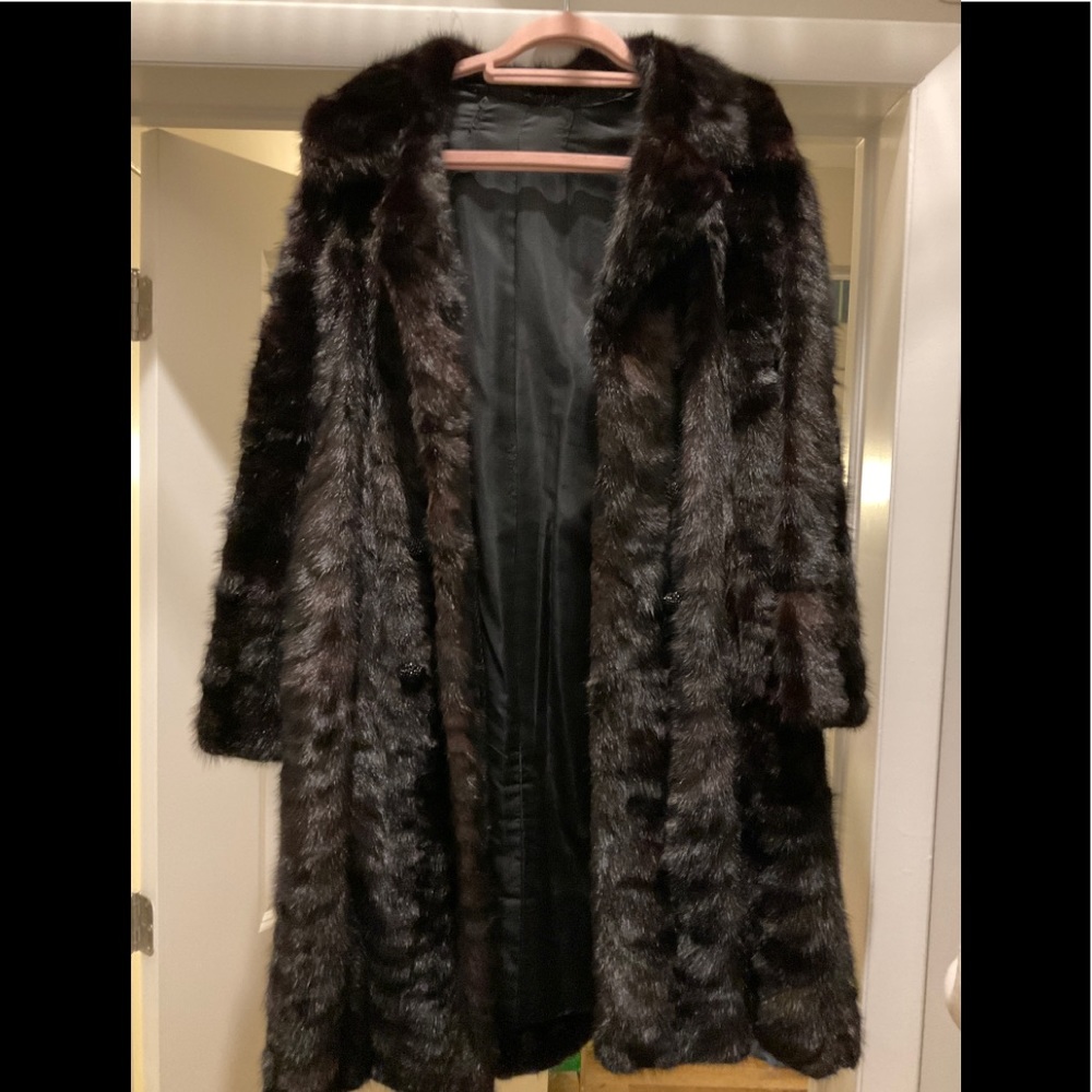 Flawed* dark brown real mink 3/4 length fur coat